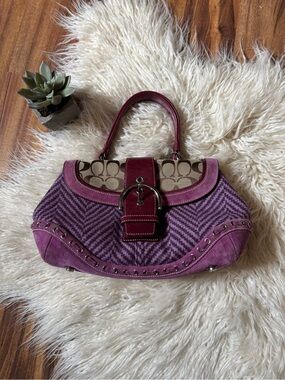 Coach SoHo Vintage Y2K Purple Tweed Monogram Handbag